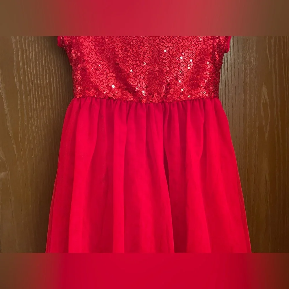 COPY - Oshkosh B’gosh Red Sequin Tulle Dress Girls Sz-7 - Picture 5 of 10